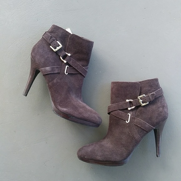Tommy Hilfiger Chocolate Brown Suede Stilleto Ankle Boots - Picture 1 of 8